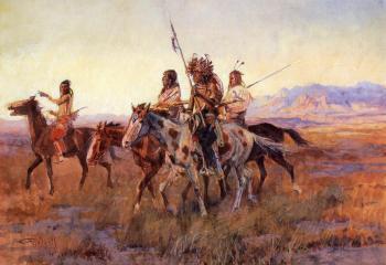 查爾斯 馬裡安 拉塞爾 Four Mounted Indians